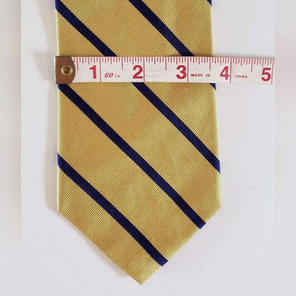 Brooks Brothers 100% Silk Men's Gold & Navy Neck Tie - Picture 4 of 6